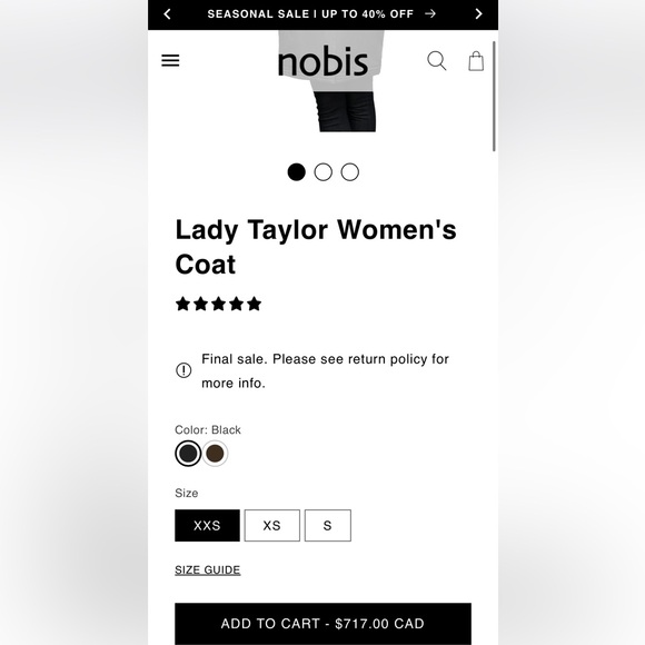 Women's Nobis Lady Taylor Navy/Brown Fur-Collar Coat - Picture 2 of 16